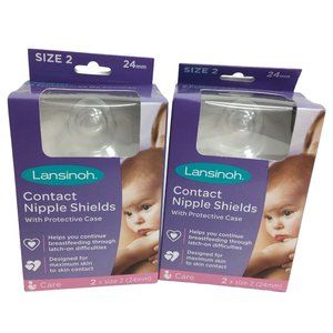 Lansinoh Contact Nipple Shields Size 2 24mm With Protective Case Lot Of 2 New